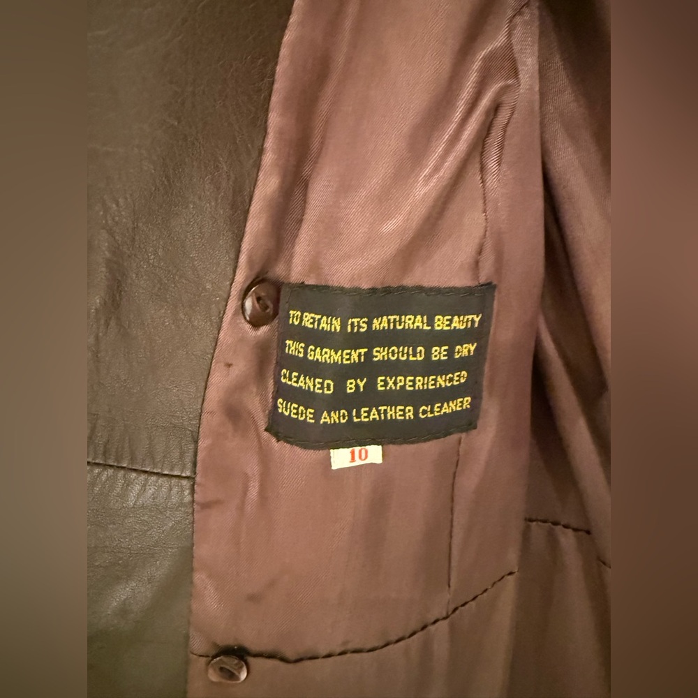 Philippe Monet Vintage 70s Leather Trench Coat Jacket S - Picture 9 of 11
